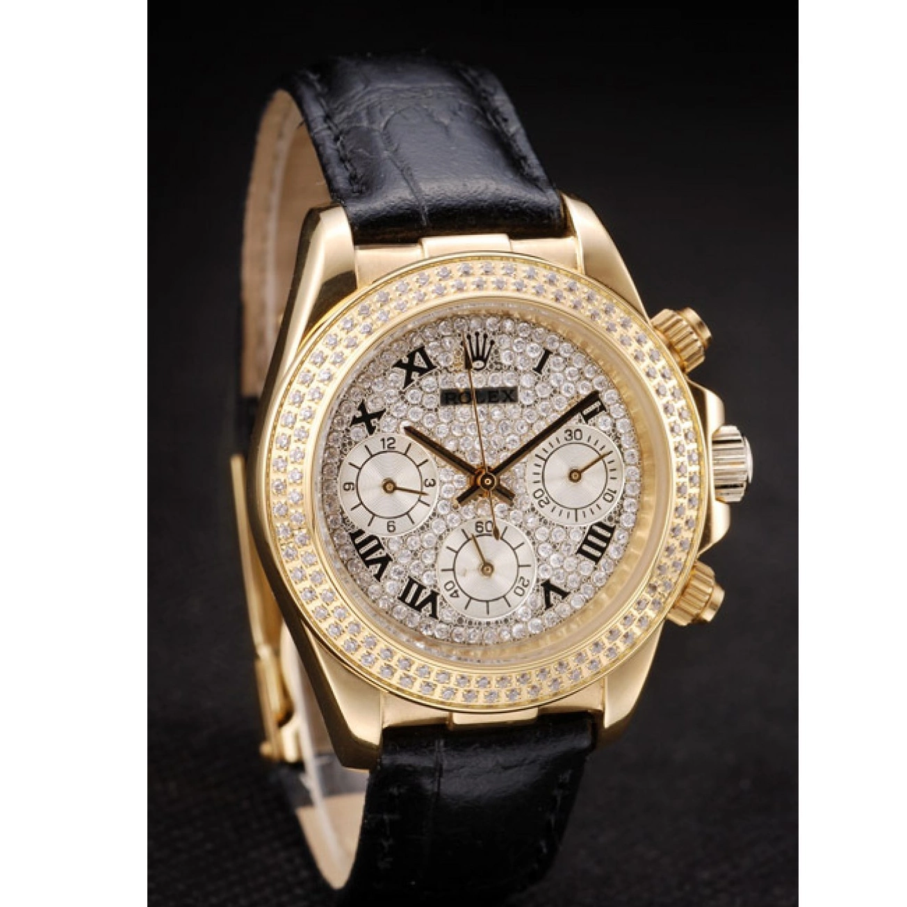 MiroTime 0726 Rolex Daytona Lady Gold Case Crystal Studded Bezel Crystal Studded Dial 98238